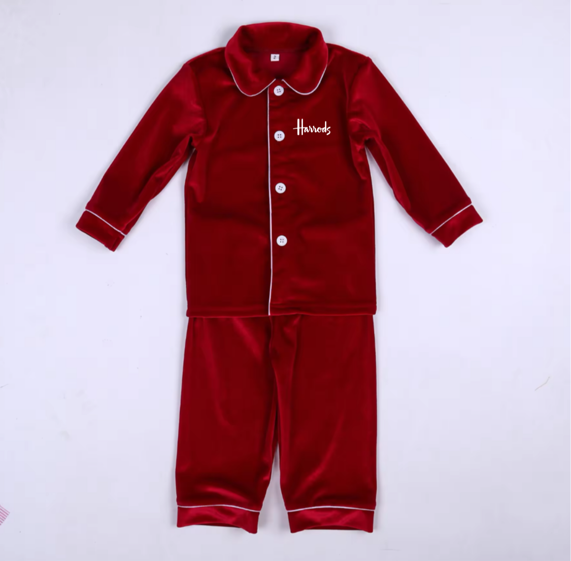 Luxury Boys H Red Velour Pyjamas