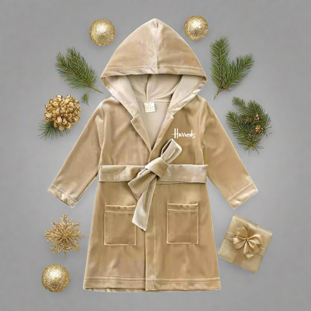Luxury Boys H Gold Velour Robe