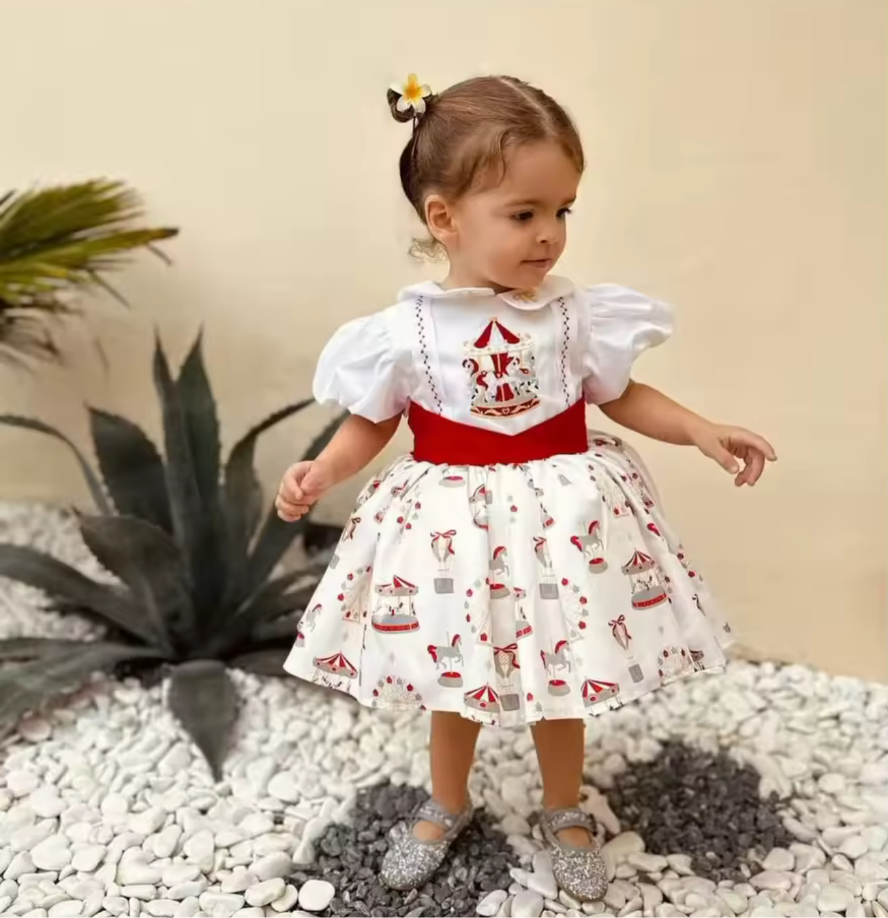 Carousel Fairground Red Classic Dress