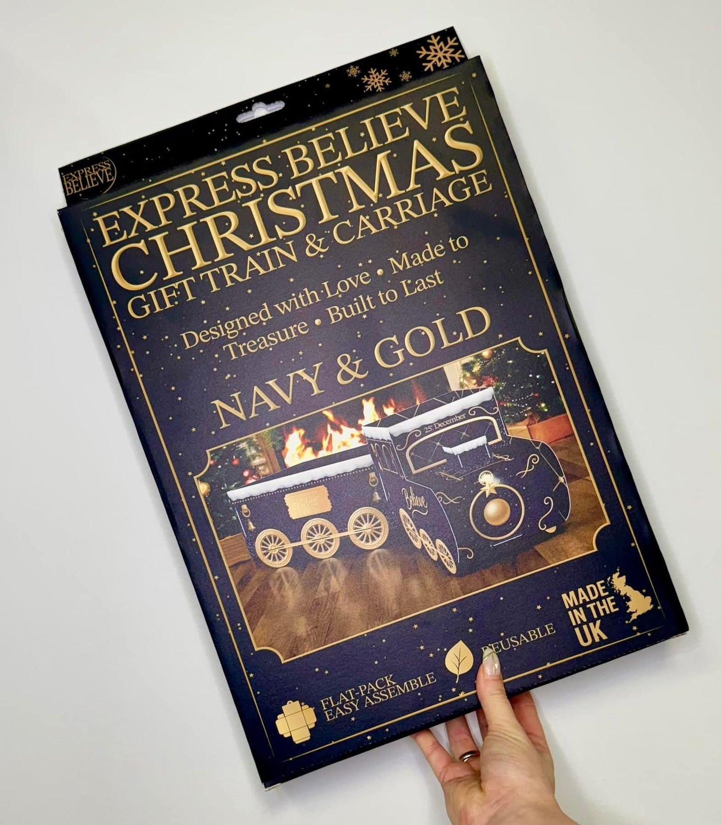 Navy & Gold Express Believe Gift Train