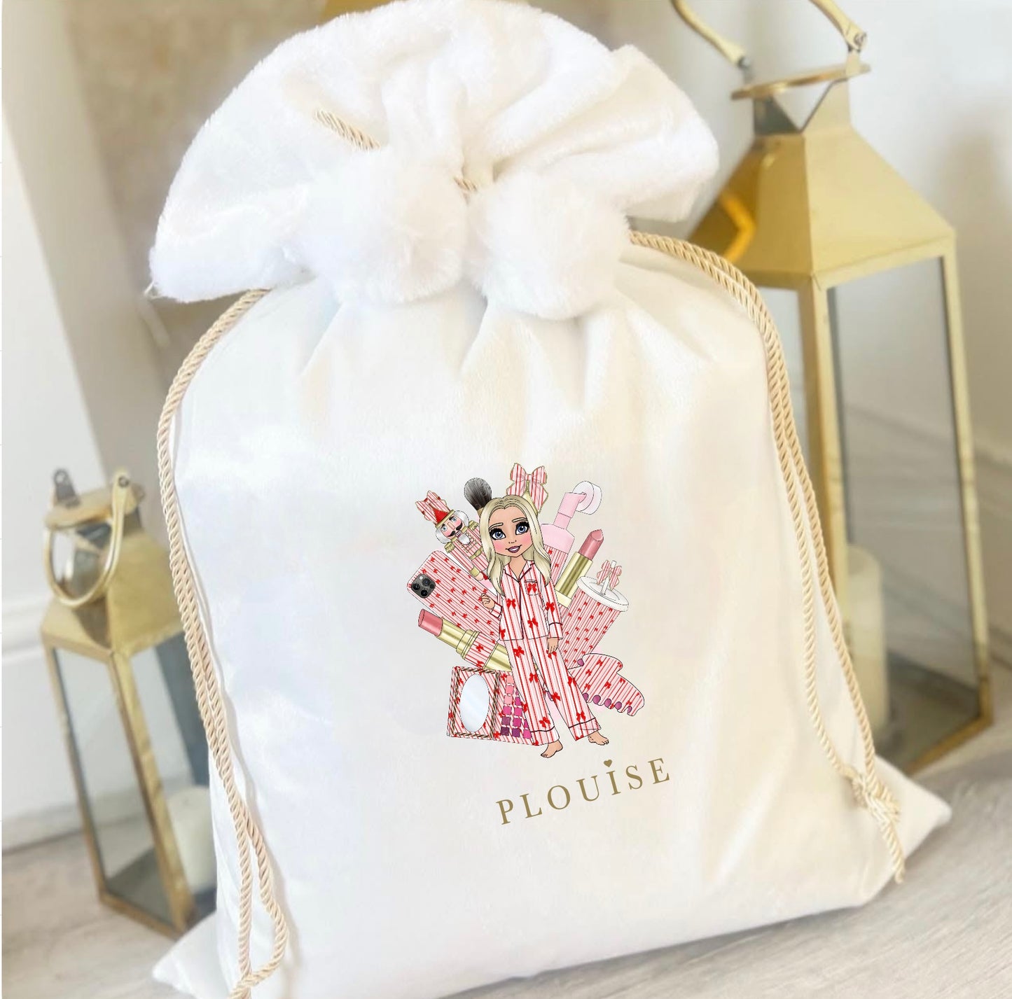 White Luxury P Louise Pom Pom Sack