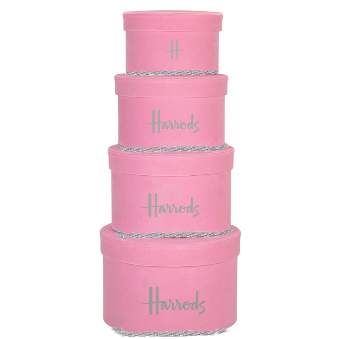 Handmade 4 Tier Pink & Silver H Velvet Boxes