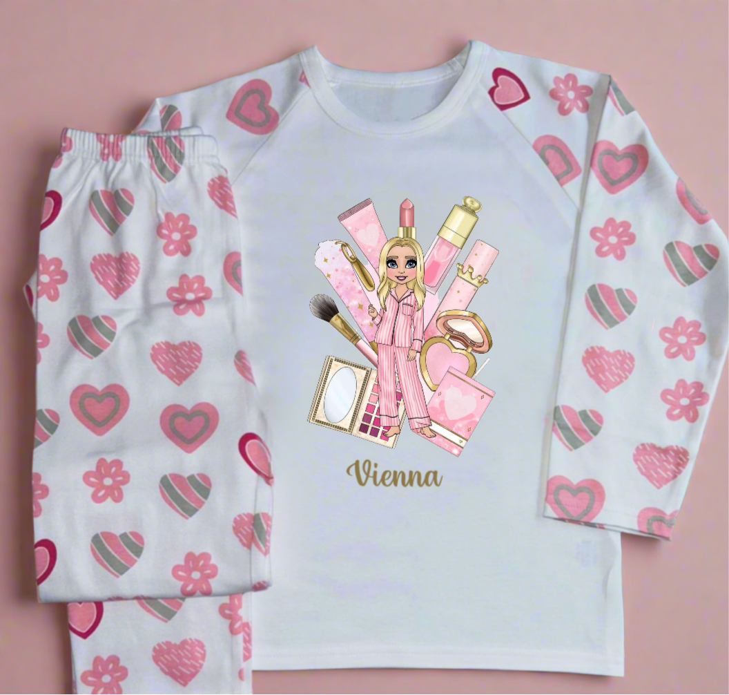 Love Heart Makeup Customisable Dolly Pyjamas