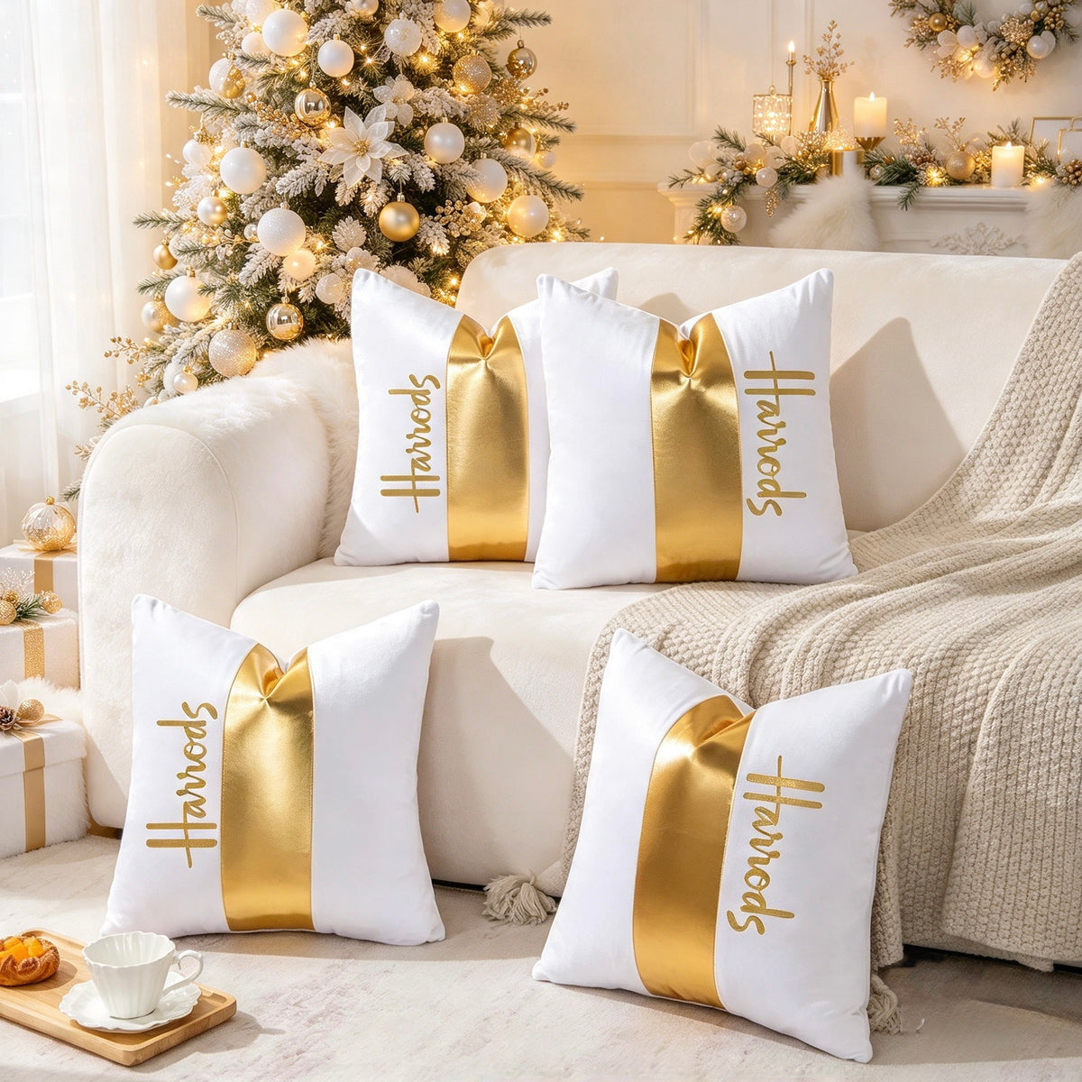 Luxury 4pcs Velvet Exclusive H Collection Cushion Cases.