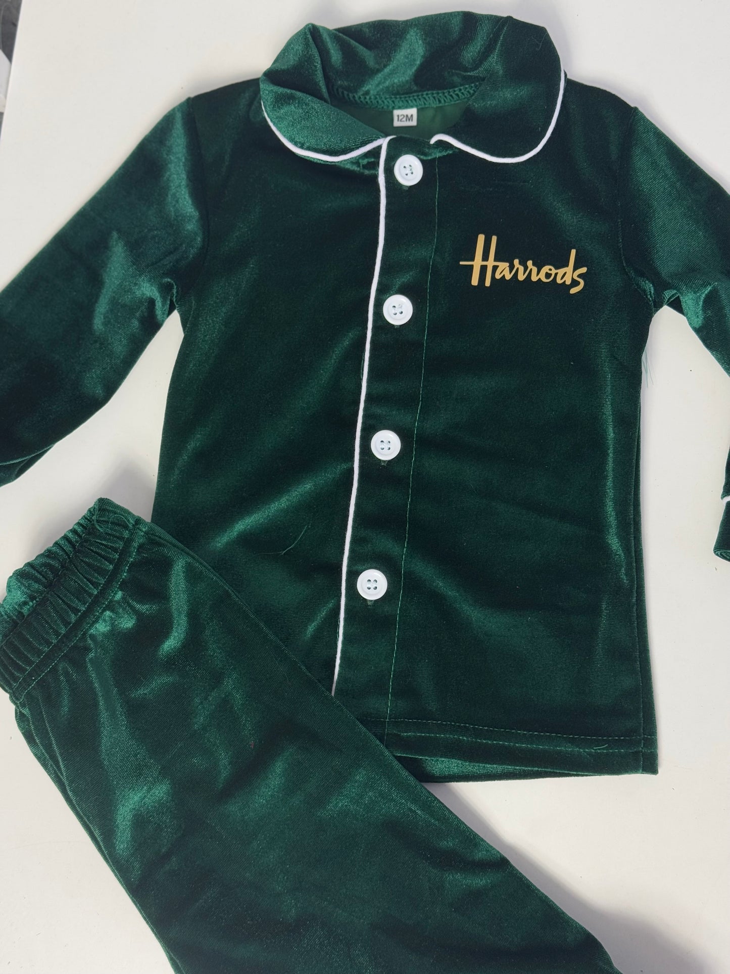 Luxury Unisex Green H Velour Pyjamas