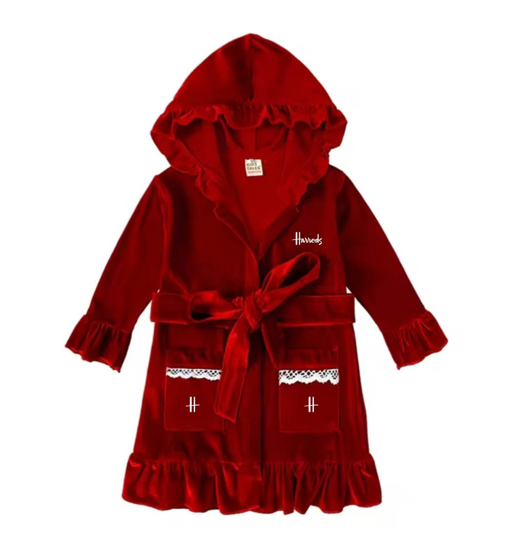 Luxury Girls Red Velour H Robe