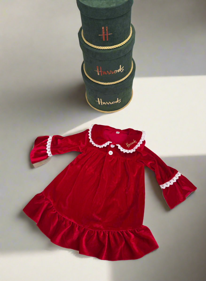 Luxury Girls Velour H Red Night Dress
