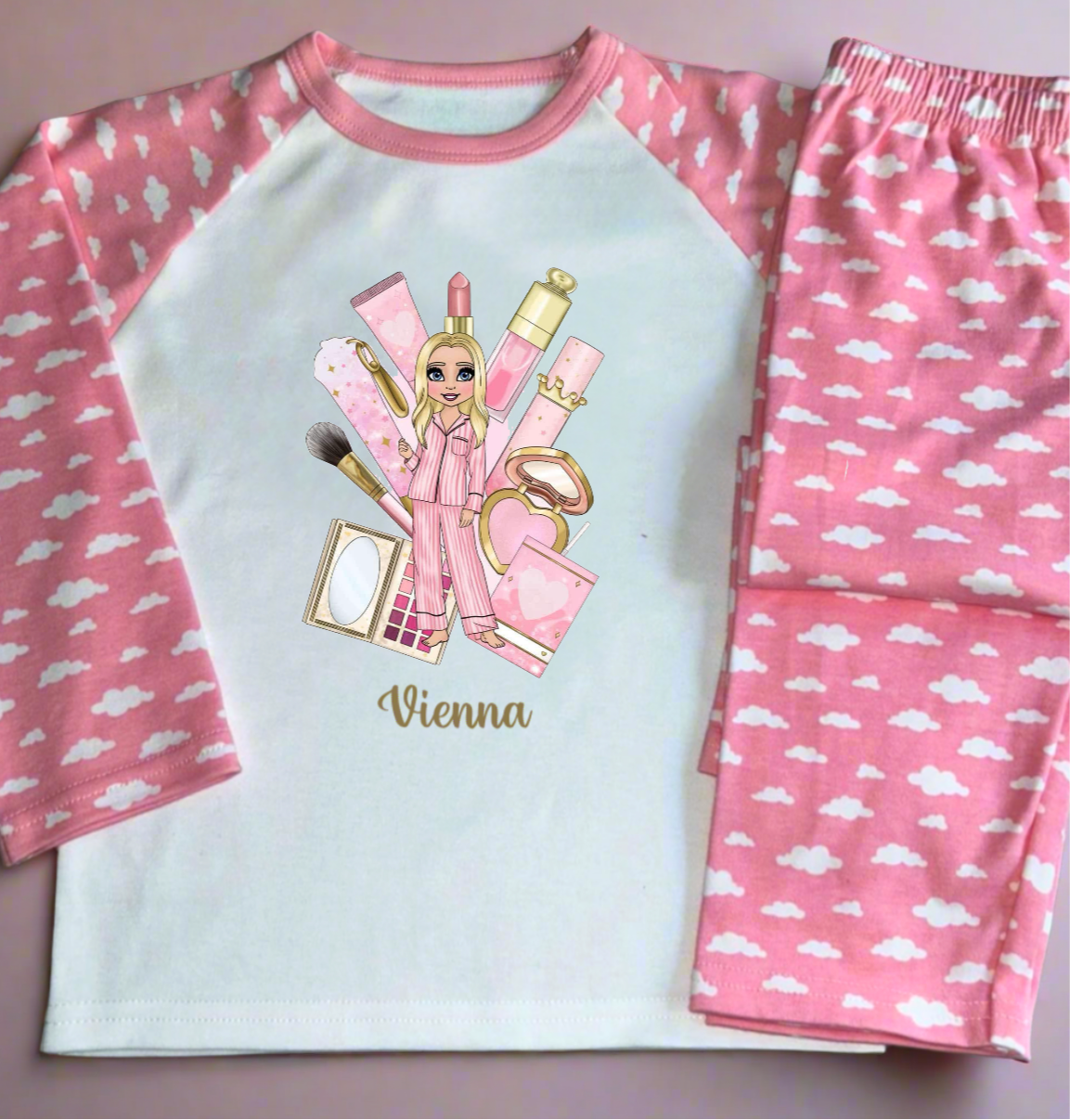Pink Cloud Makeup Customisable Dolly Pyjamas