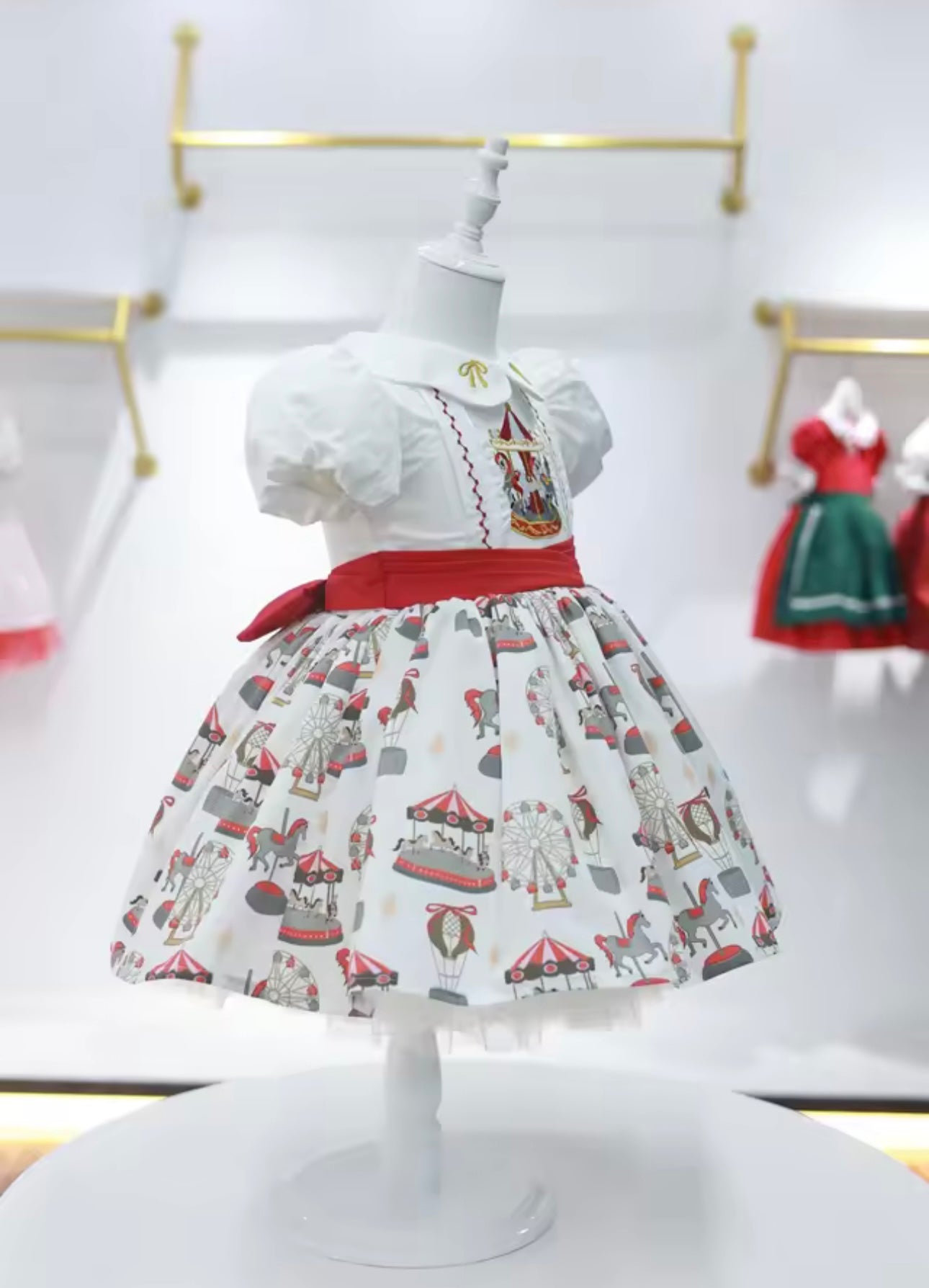 Carousel Fairground Red Classic Dress