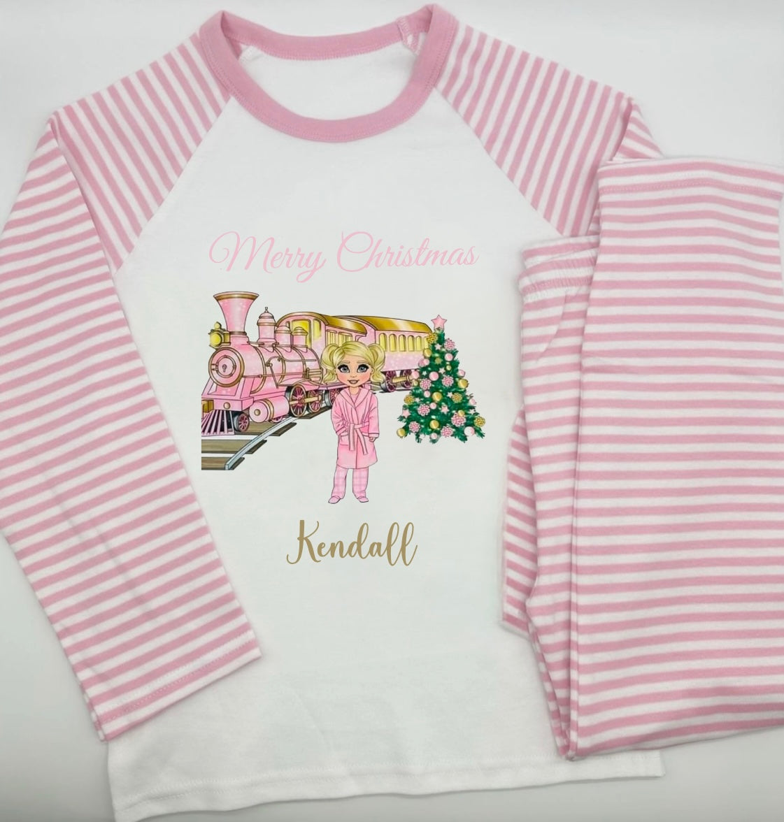 Pink & White Striped Express Dolly Pyjamas