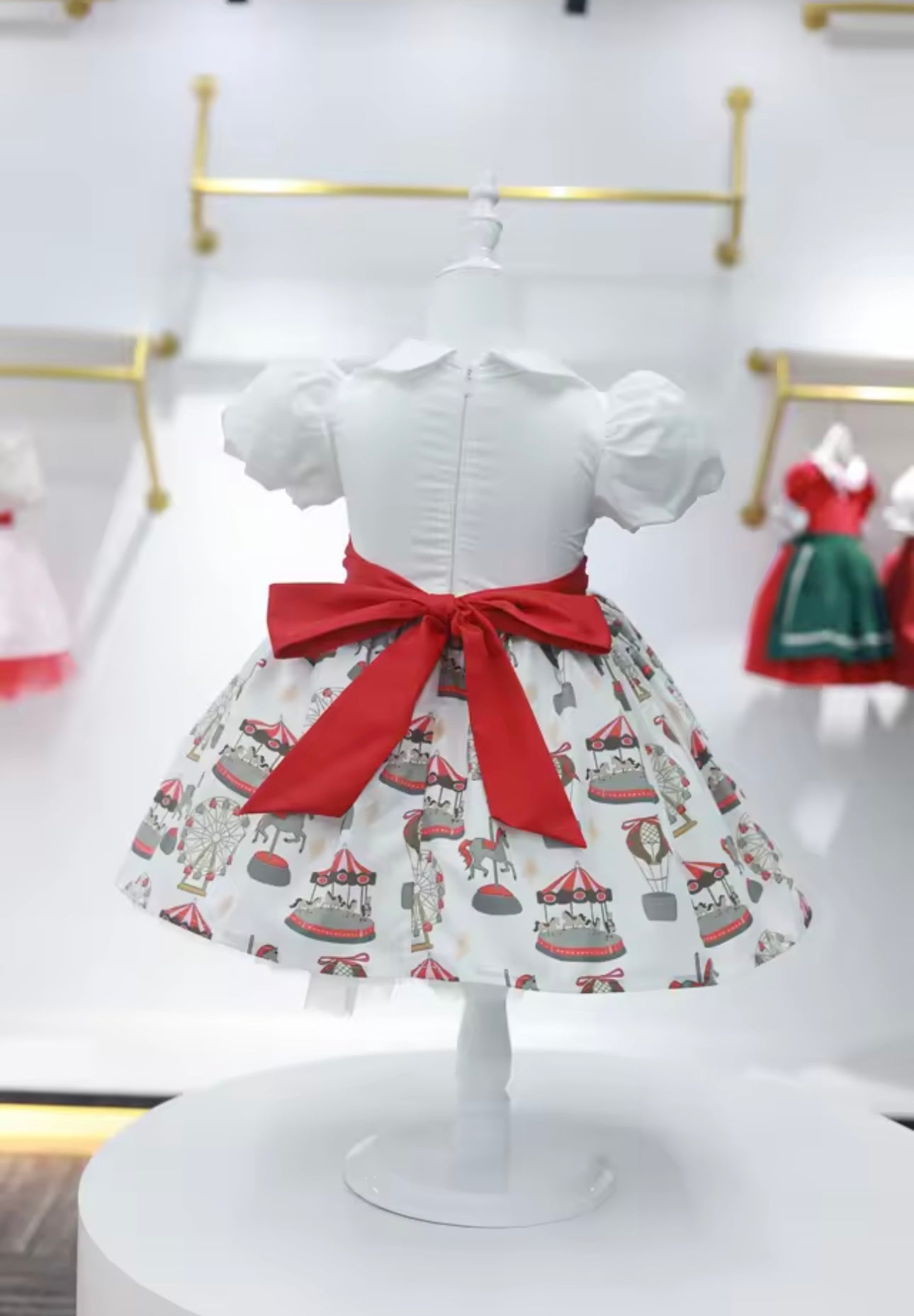 Carousel Fairground Red Classic Dress