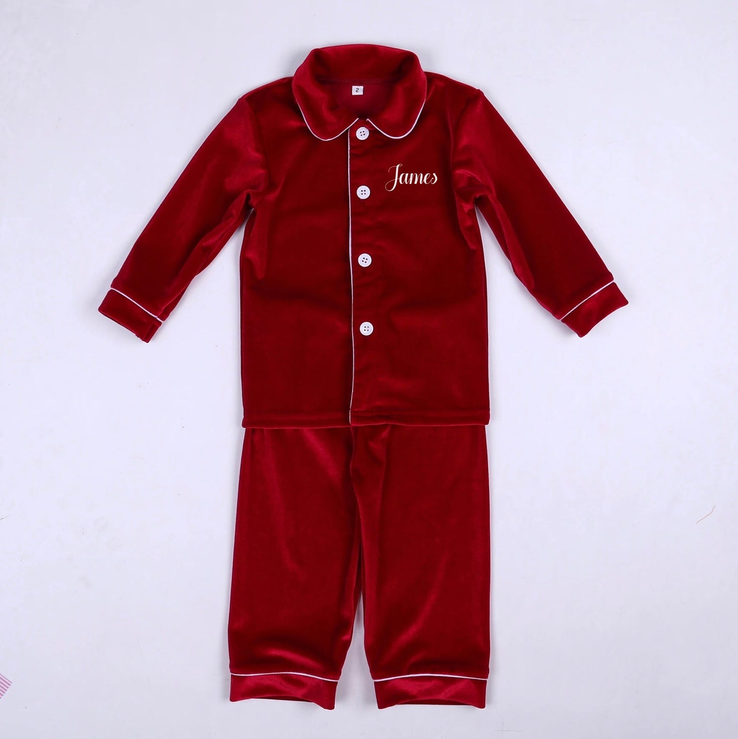 Boys Red Velour Luxury Pjs