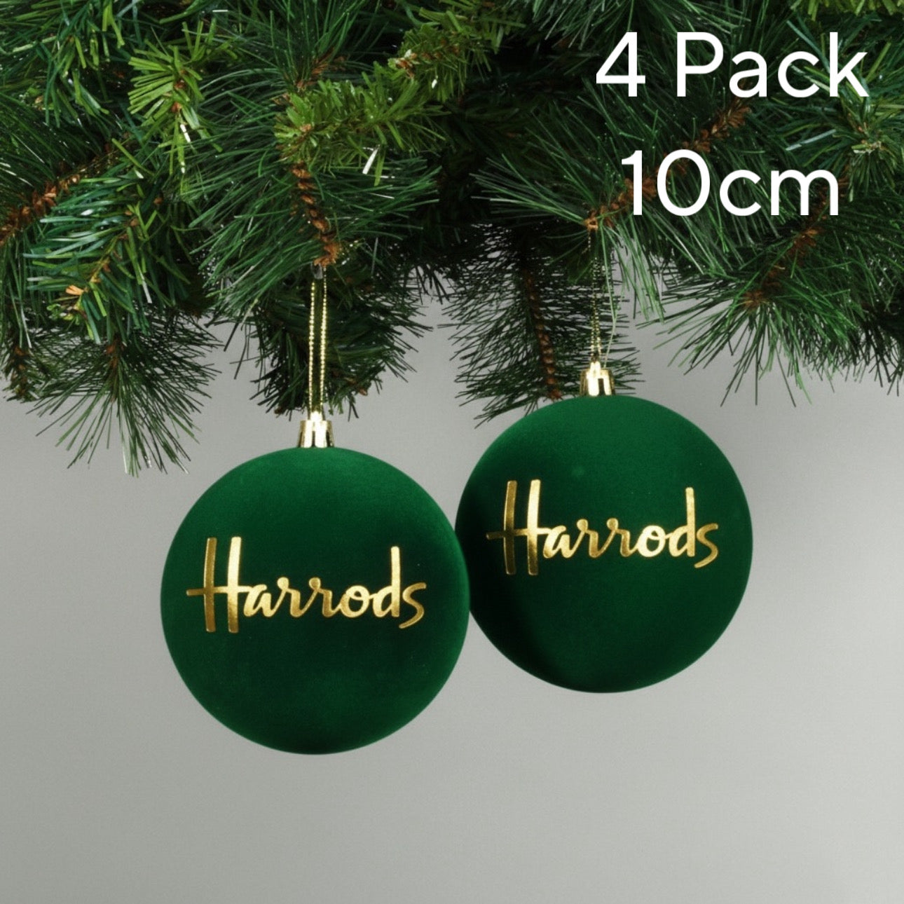 Luxury Velvet Green & Gold H Tree Baubles 10cm