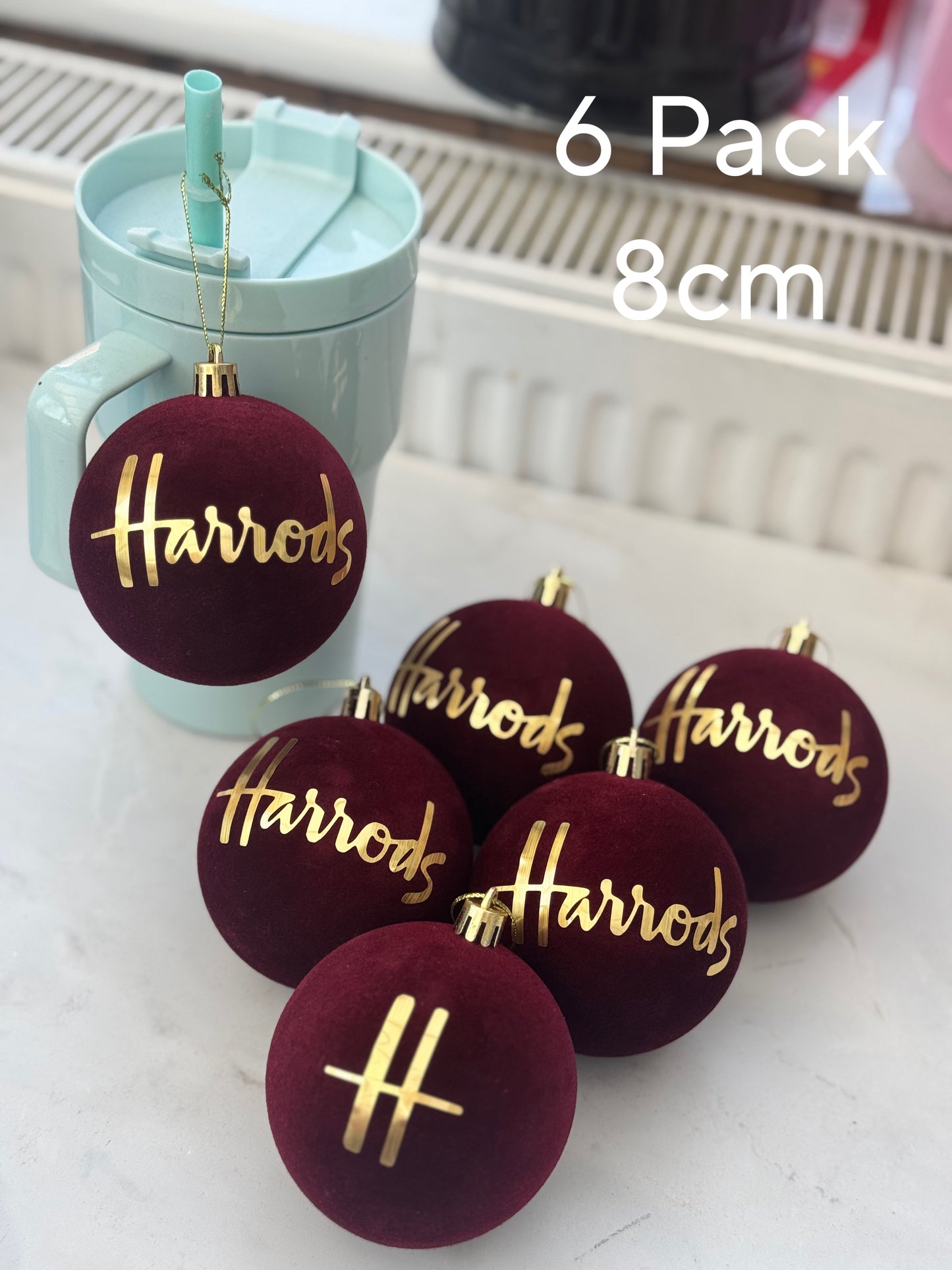 Luxury Velvet Deep Wine Red & Gold H Tree Baubles
