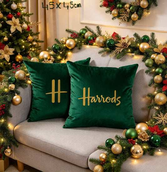 Luxury 2pc Velvet Green Exclusive H Cushion Covers