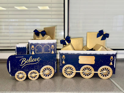 Navy & Gold Express Believe Gift Train