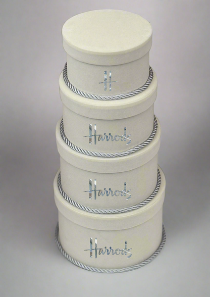 Handmade Velvet Cream & Silver Harrods Boxes