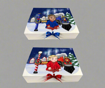 Christmas Polar Express Boxes With Personalised Doll & Name Babies