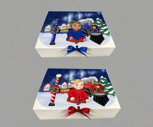 Christmas Polar Express Boxes With Personalised Doll & Name Babies