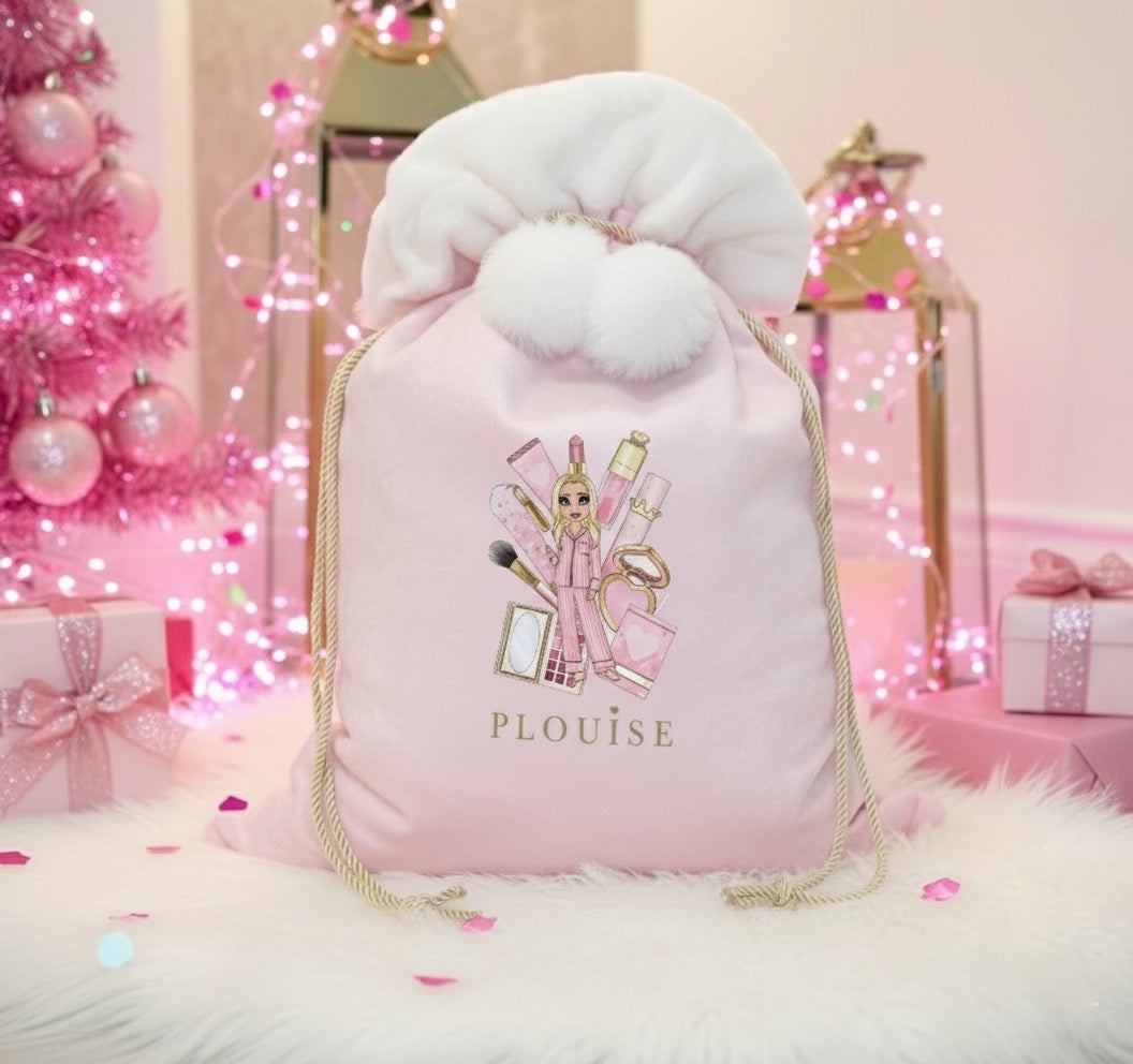 Handmade P Louise Makeup Pink Christmas Sack