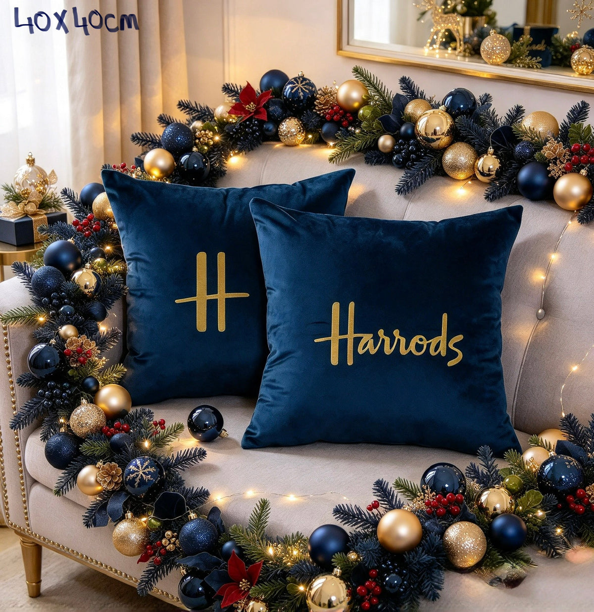 Luxury Velvet 2pc Navy Exclusive H Cushion Covers