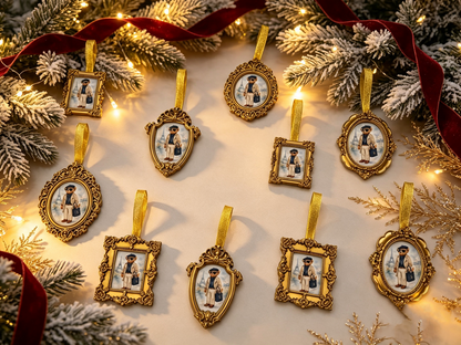 10pc Luxury Gold Framed Ralphy Bear Baubles