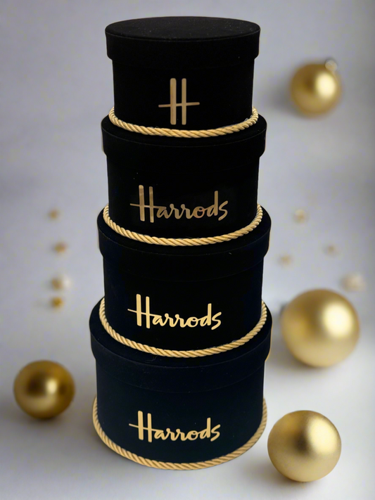 Handmade 4 Tier Black & Gold H Velvet Boxes