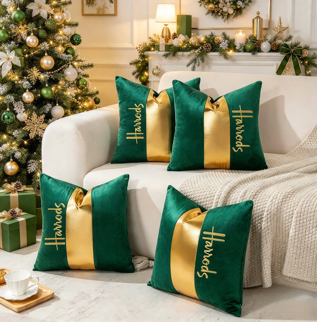 Luxury 4pcs Velvet Exclusive H Collection Cushion Cases.