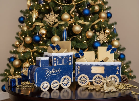 Navy & Gold Express Believe Gift Train