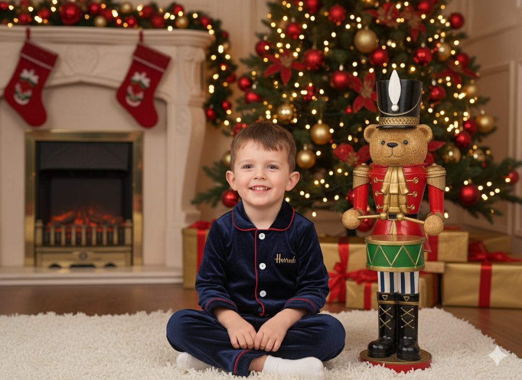 Luxury Boys H Navy Velour Pyjamas