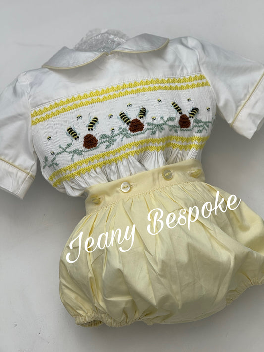 Honey Bee Smocked Boys Romper