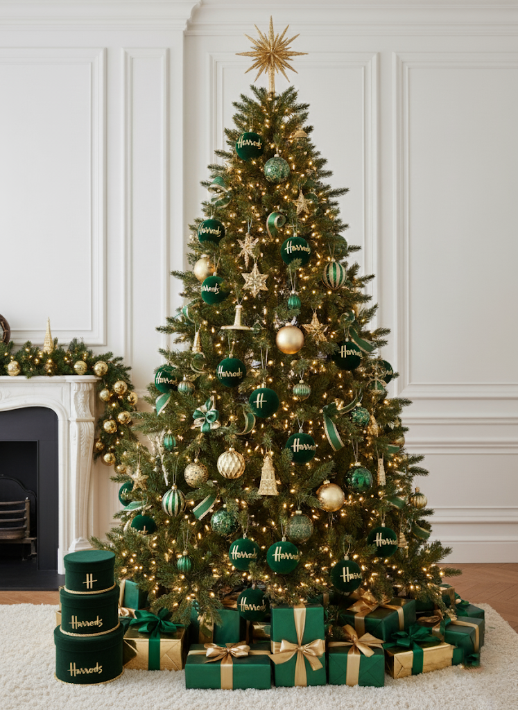 Luxury Velvet Green & Gold H Tree Baubles