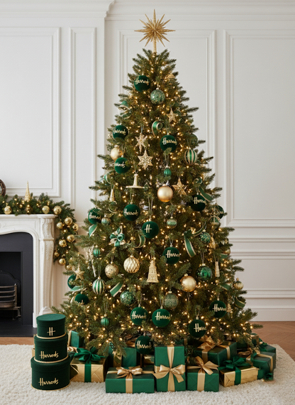 Luxury Velvet Green & Gold H Tree Baubles