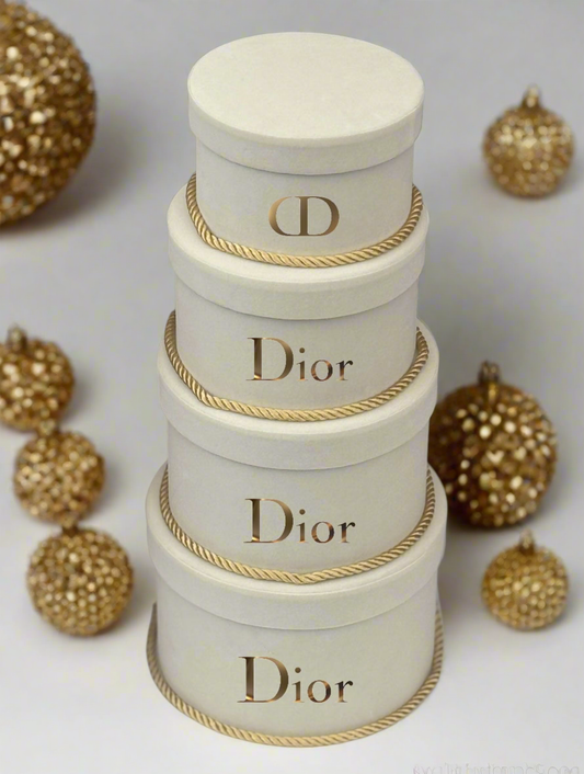 Handmade 4 Tier Cream & Gold CD Velvet Boxes