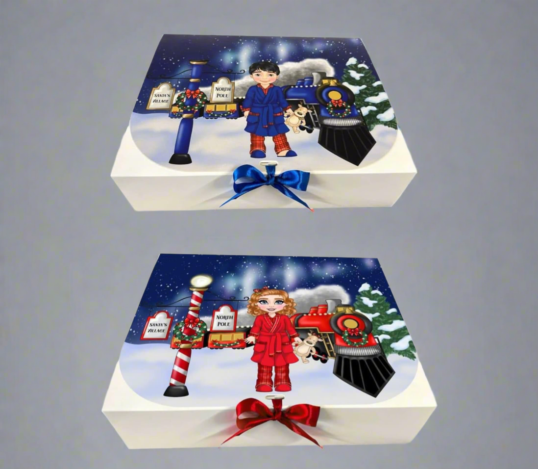 Christmas Polar Express Boxes With Personalised Doll & Name Kids