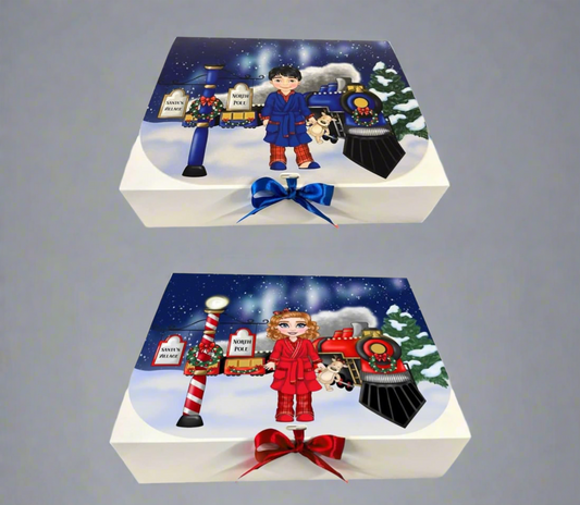 Christmas Polar Express Boxes With Personalised Doll & Name Kids