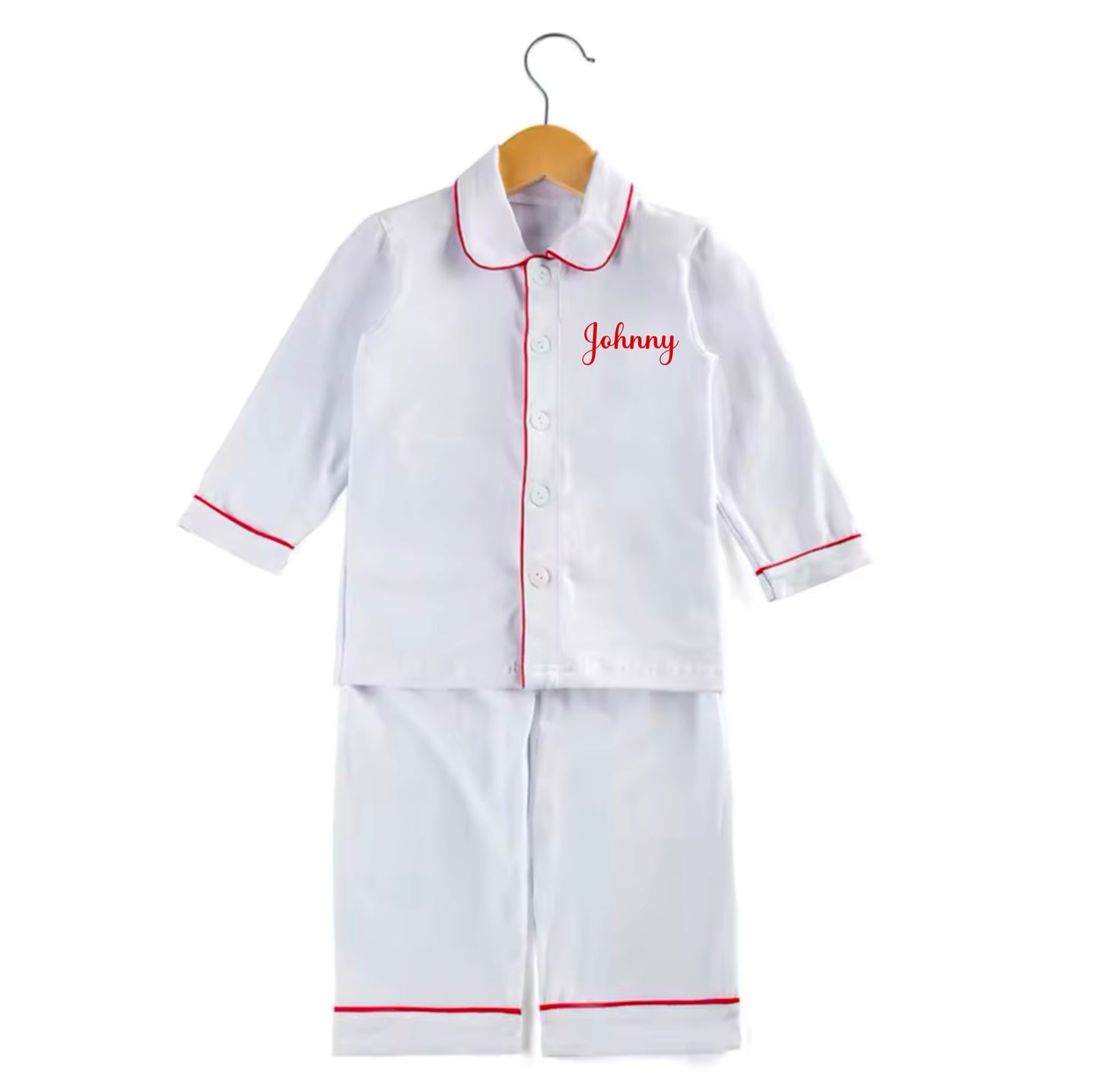 White Boys Pyjamas Personalised