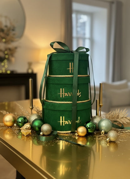 Luxury Handmade Light Green Oval 3 Tier Velvet H Boxes
