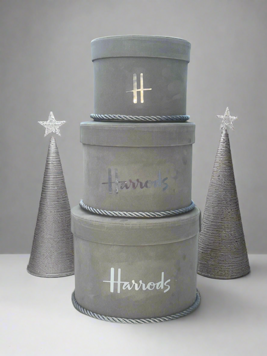 Handmade Luxury H Grey Velour 3 Tier Boxes