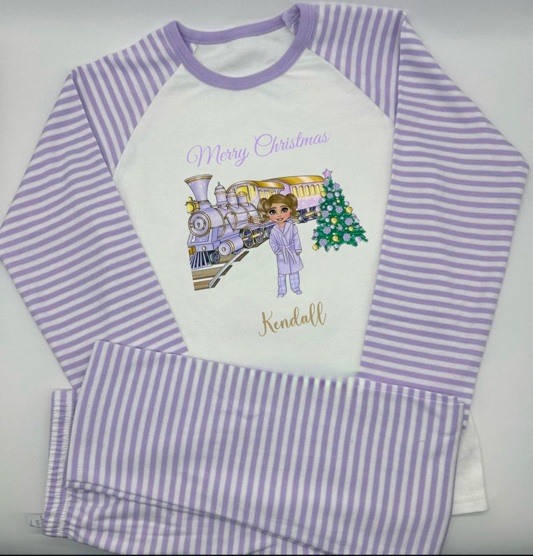 Lilac & White Striped Express Dolly Pyjamas