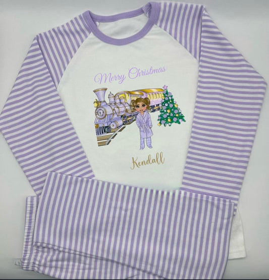 Lilac & White Striped Express Dolly Pyjamas