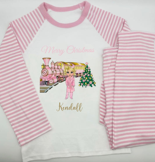 Pink & White Striped Express Dolly Pyjamas
