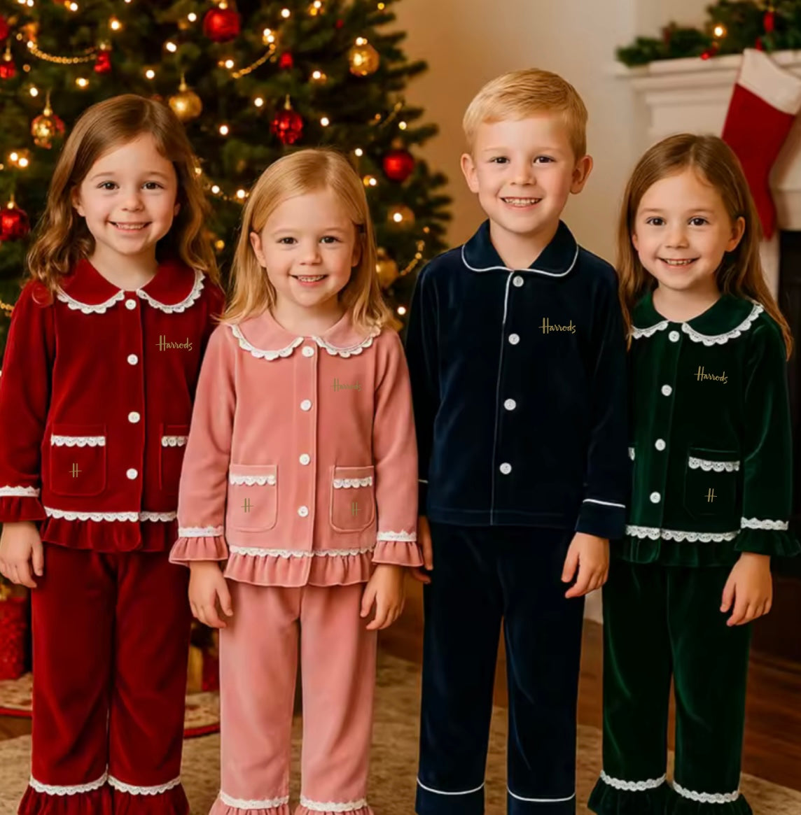 Luxury Boys H Red Velour Pyjamas