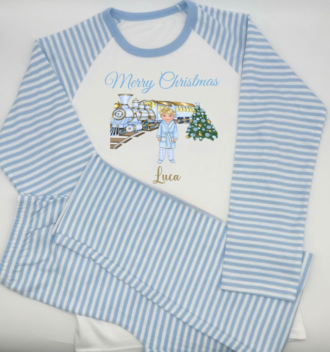 Blue & White Striped Express Dolly Pyjamas Boys