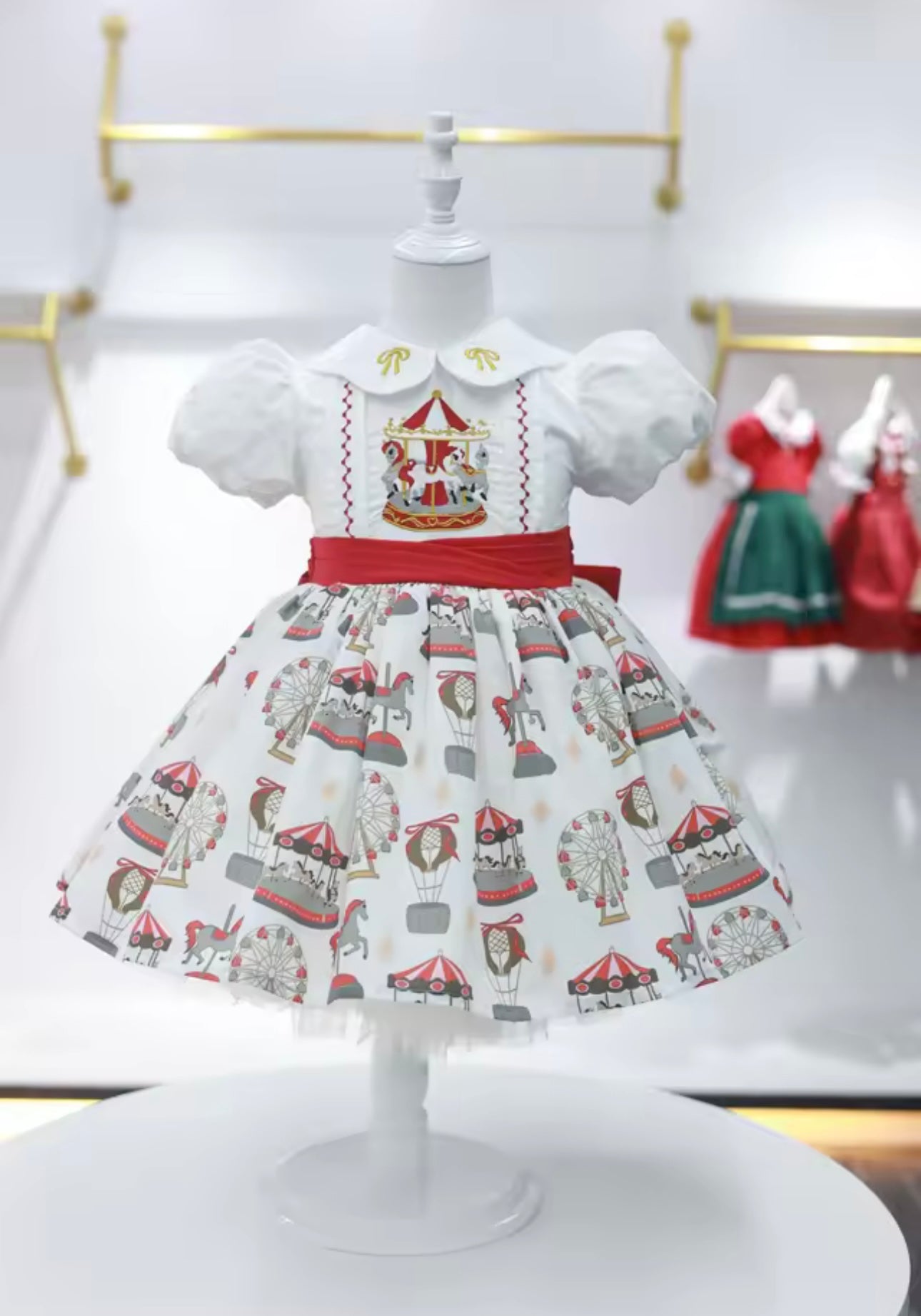 Carousel Fairground Red Classic Dress