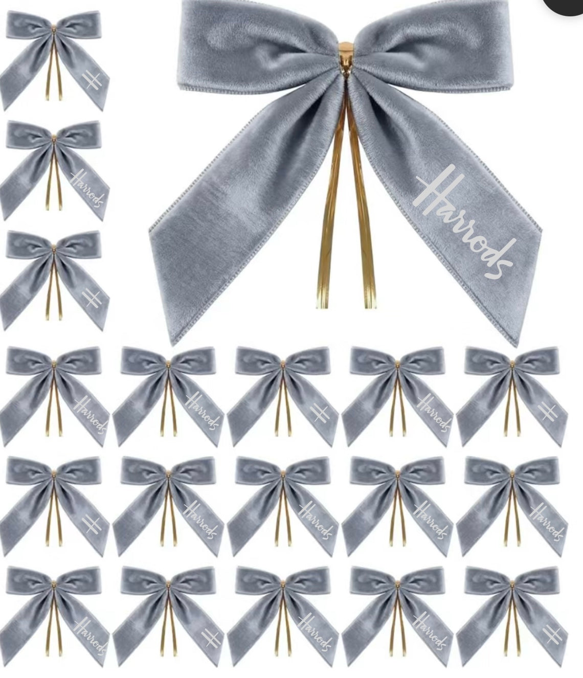 Luxury Velvet Grey Decoration Bows 24pcs