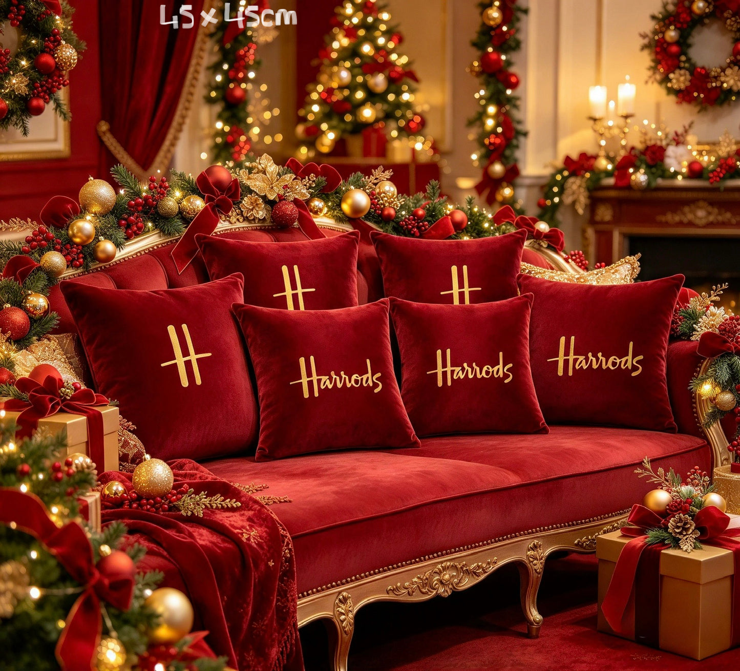Luxury Velvet Red 4pc Exclusive H Cushion Covers.
