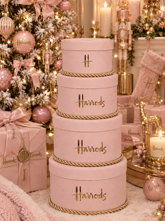 Handmade Blush Pink 4 Tier H Velvet Boxes