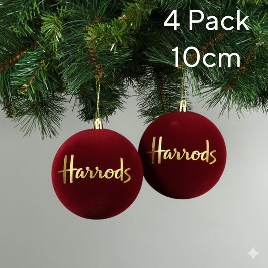 Luxury Velvet Wine & Gold H Tree Baubles 10cm