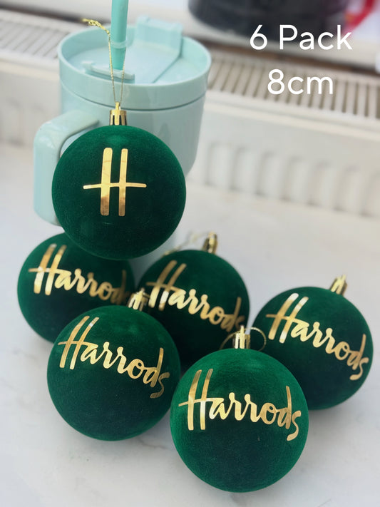 Luxury Velvet Green & Gold H Tree Baubles